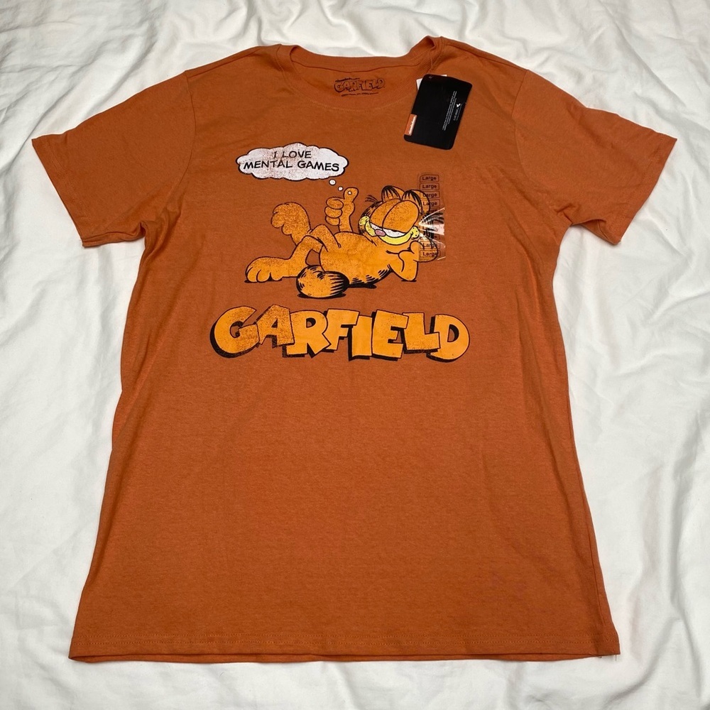 NWT Garfield "I Love Mental Games" graphic tee Sz L